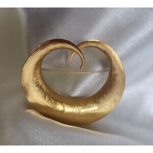 Vintage 1988 Margaret Ellis Gold Vermeil over Hammered Bronze Large Swirl Brooch